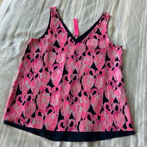 Lilly Pulitzer Florin Hem Tank - Flamingo Print